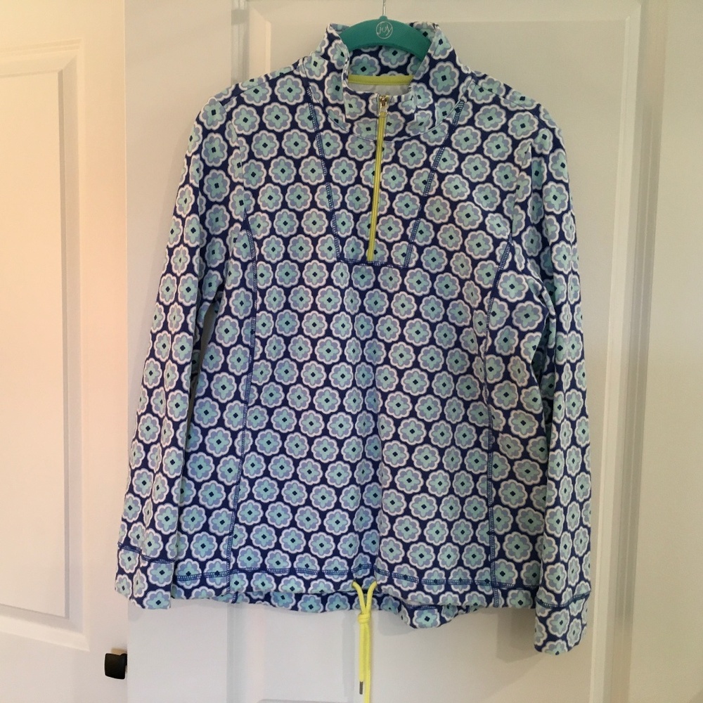 Talbots Petites blue and white 1/4 zip jacket size medium petite